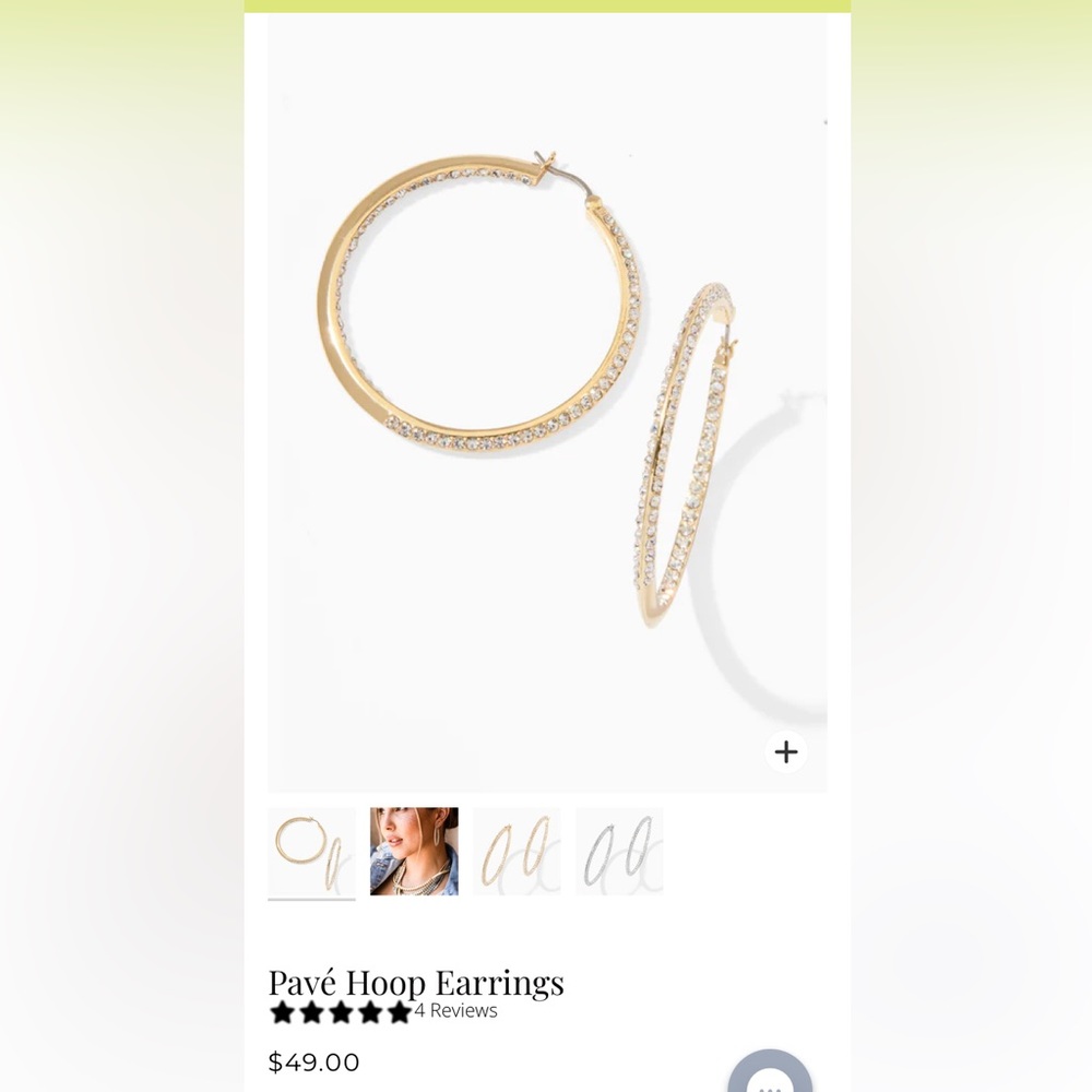 Stella & Dot gold pave’ hoops